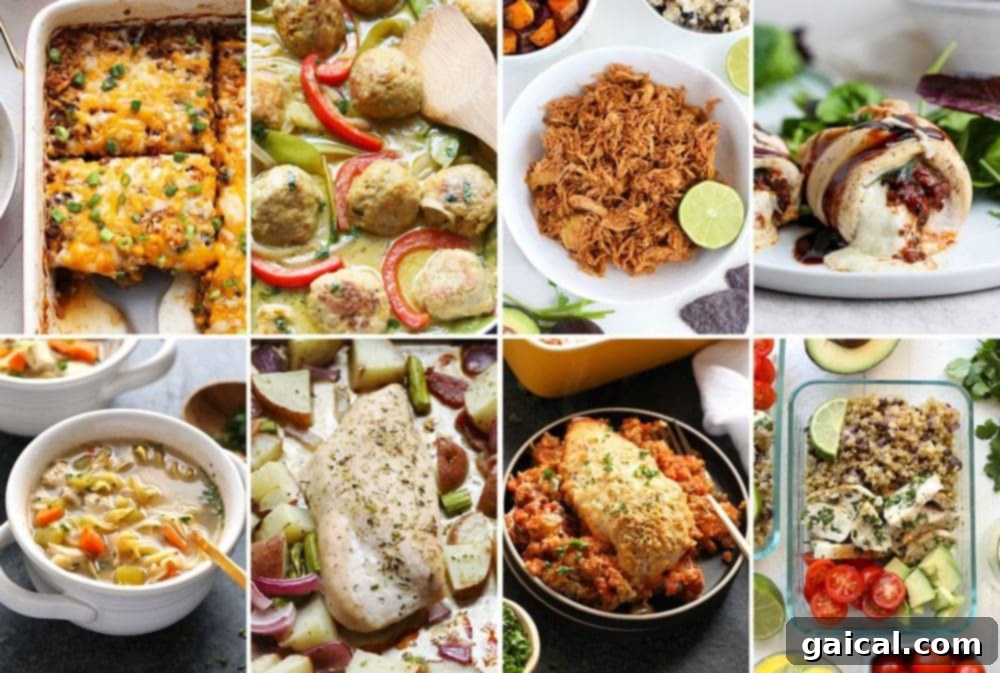 Winner winner, chicken dinner recipes! These healthy recipes are perfect if you haven chicken breasts, wings, drummies, or heck, even a whole chicken on hand! A collection of healthy chicken dinner ideas, featuring various preparations like grilled and roasted chicken.