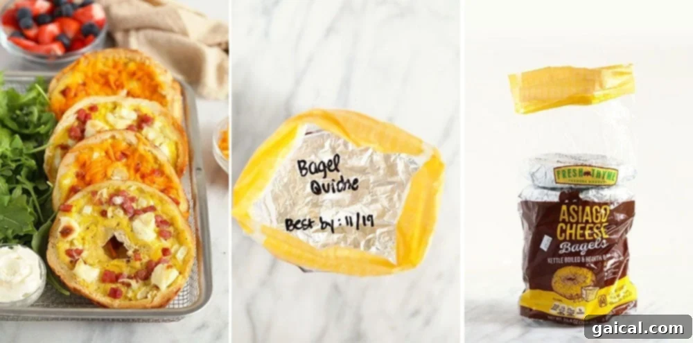 Freezer Bagel Ham and Cheese Quiches: Savory, convenient, and perfect for meal prep. Individual freezer-friendly bagel ham and cheese quiches, perfect for make-ahead breakfasts.