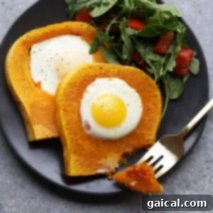 Butternut squash egg in a frame, a healthy and vibrant breakfast option.