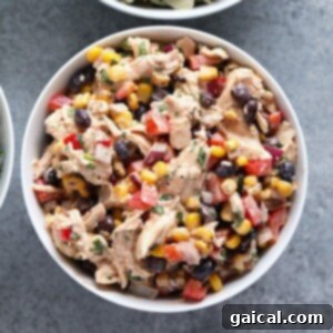 southwest chicken salad in bowl