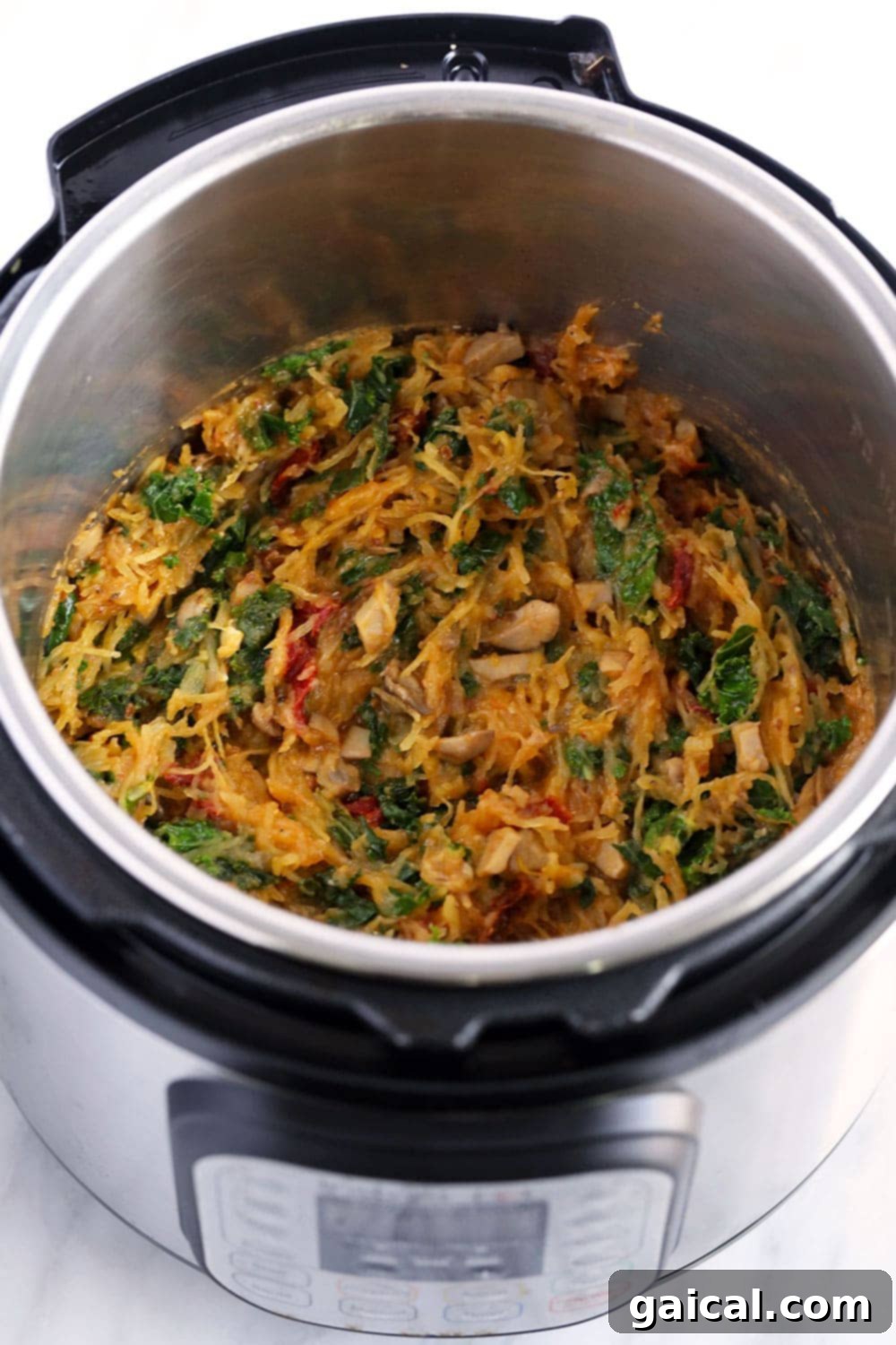All ingredients mixed together in the Instant Pot, ready to be served
