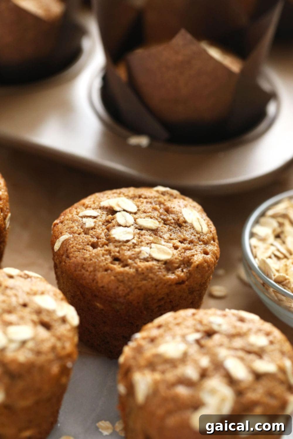 Classic Oatmeal Muffins: A Wholesome & Easy Recipe for Healthy Eating Delicious classic oatmeal muffins, generously topped with rolled oats for extra texture and a rustic, inviting appearance. Perfect for a healthy breakfast.
