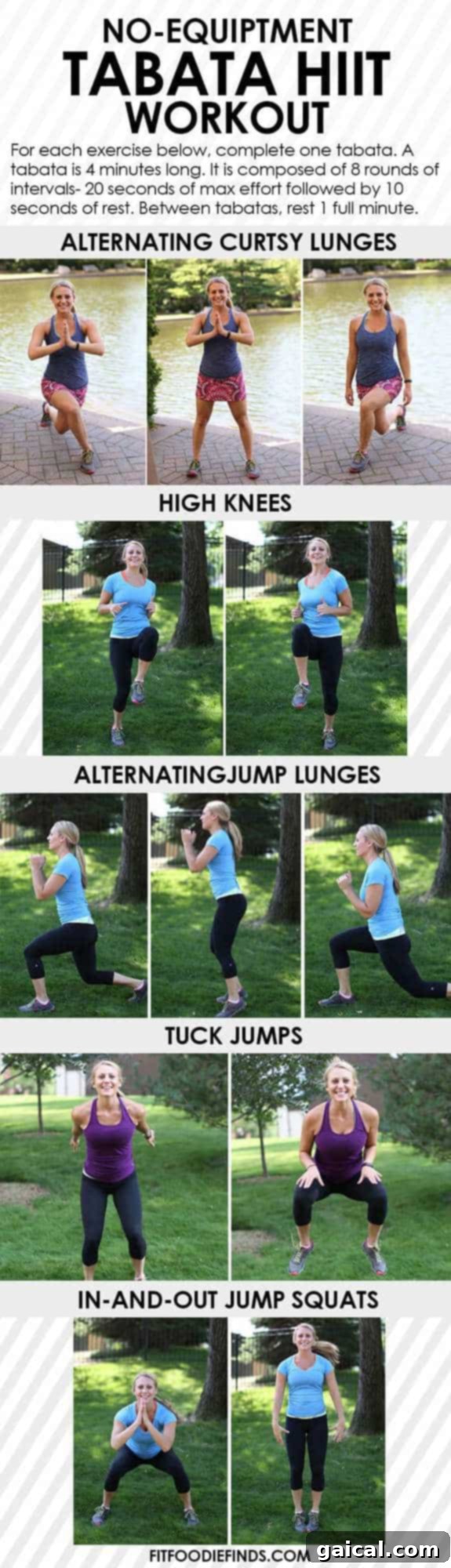 No-Equipment Tabata HIIT Workout - 25 minutes long, hundreds of calories torched! #workout #fitness