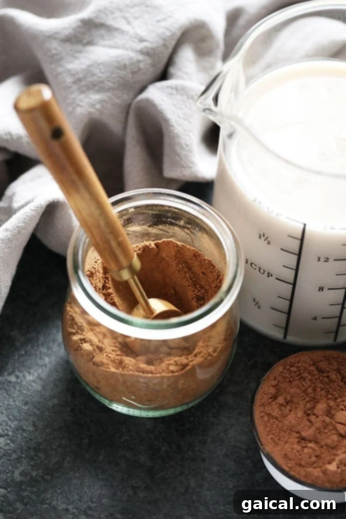 Comforting Vegan Chai Hot Chocolate 3 All ingredients for vegan chai hot chocolate laid out on a table