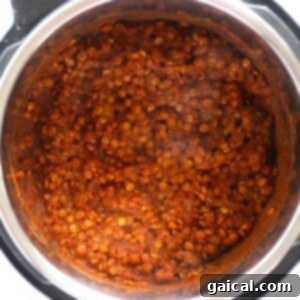 Effortless Instant Pot Lentil Tacos 3 Lentil taco meat cooked in an instant pot.