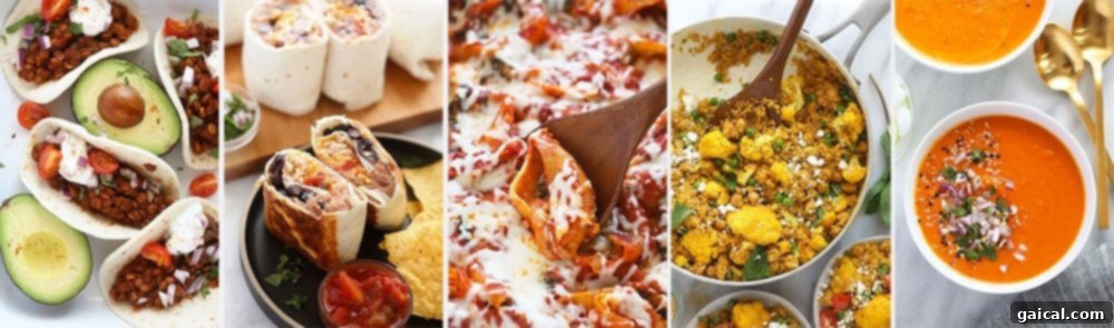 Visual menu showcasing 5 diverse vegetarian freezer meals.