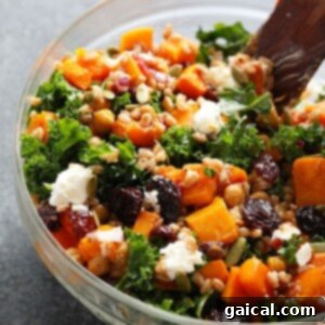 Farro salad in a bowl.