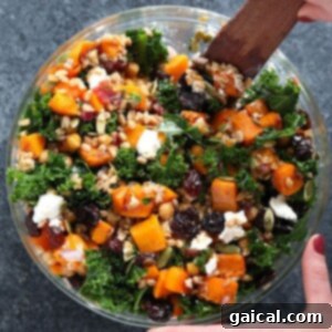 Farro salad in a bowl.