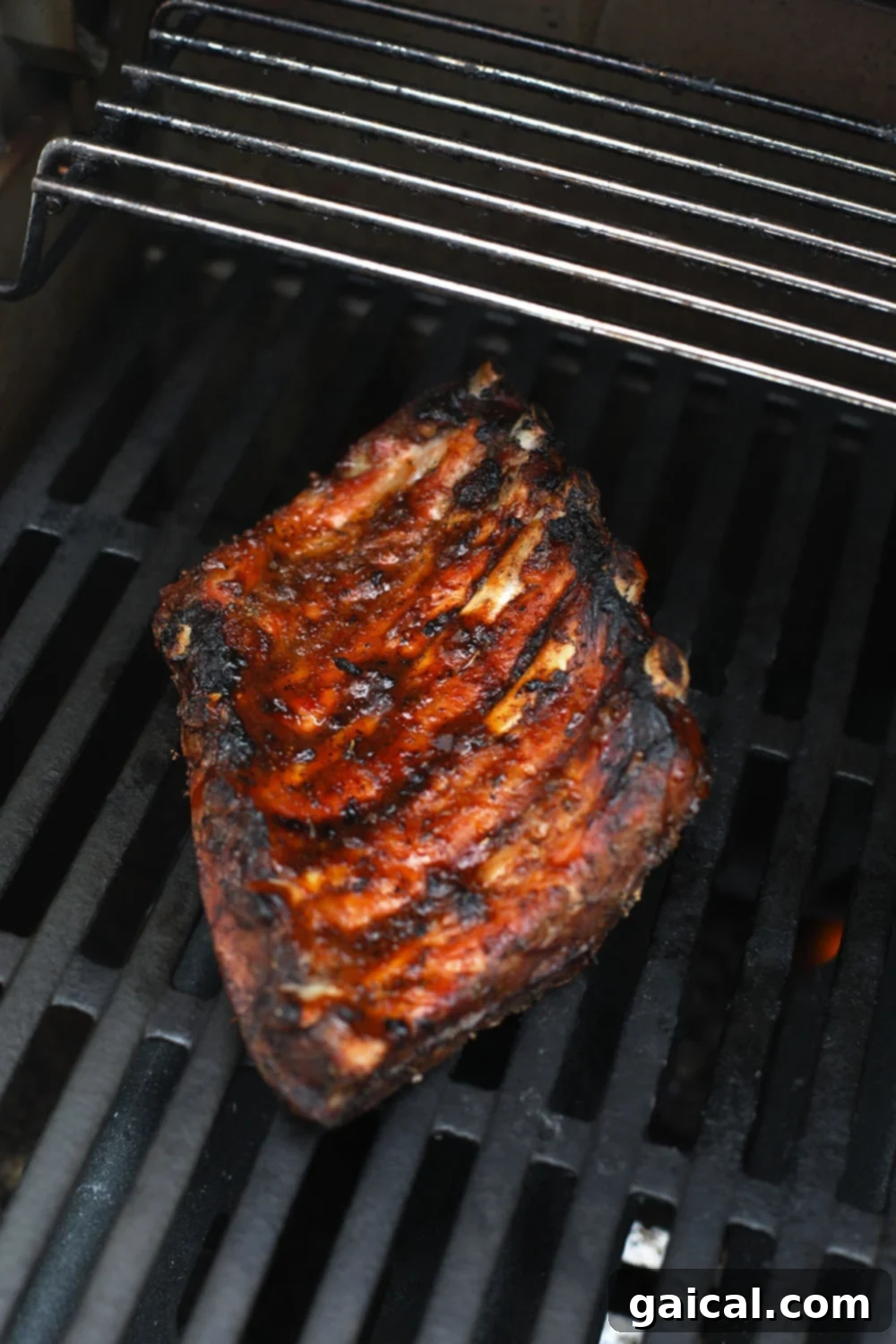 After 24 hours your sous vide bbq ribs will be ready to sauce up and grill! This is the best rib recipe on the internet, I promise! Sous vide ribs caramelizing on the grill