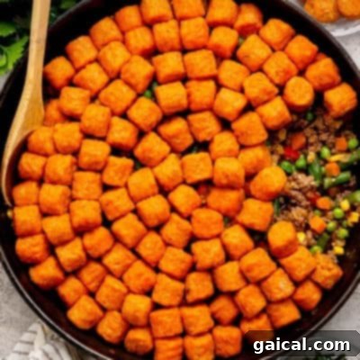 Cozy Sweet Potato Tater Tot Casserole