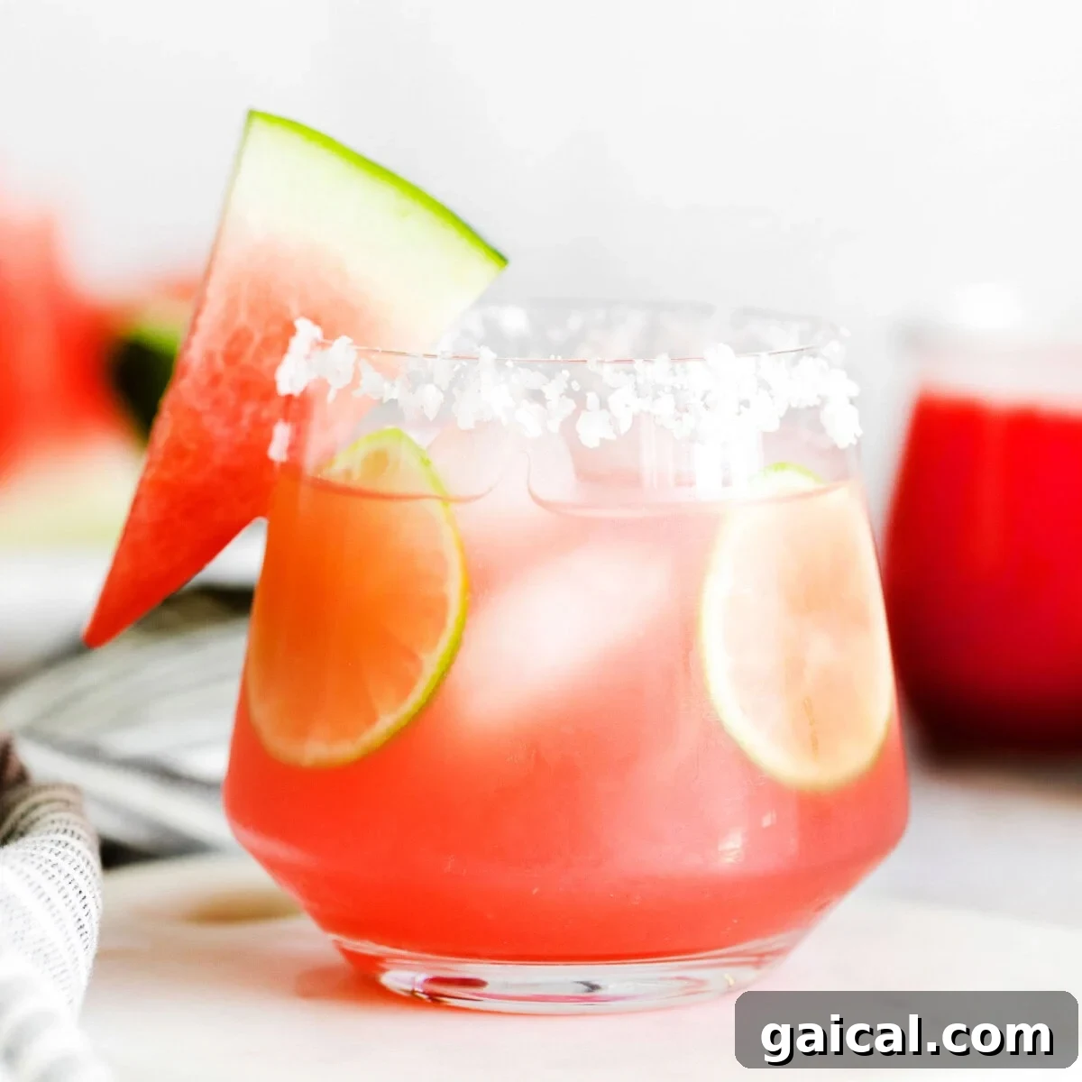 watermelon margarita in a glass.